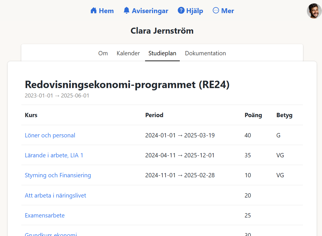 Studentens studieplan