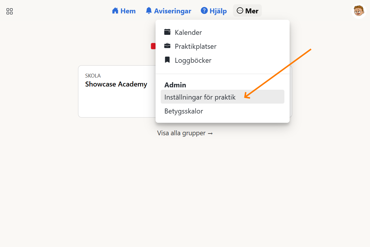 Skolövergripande Praktikinställningar