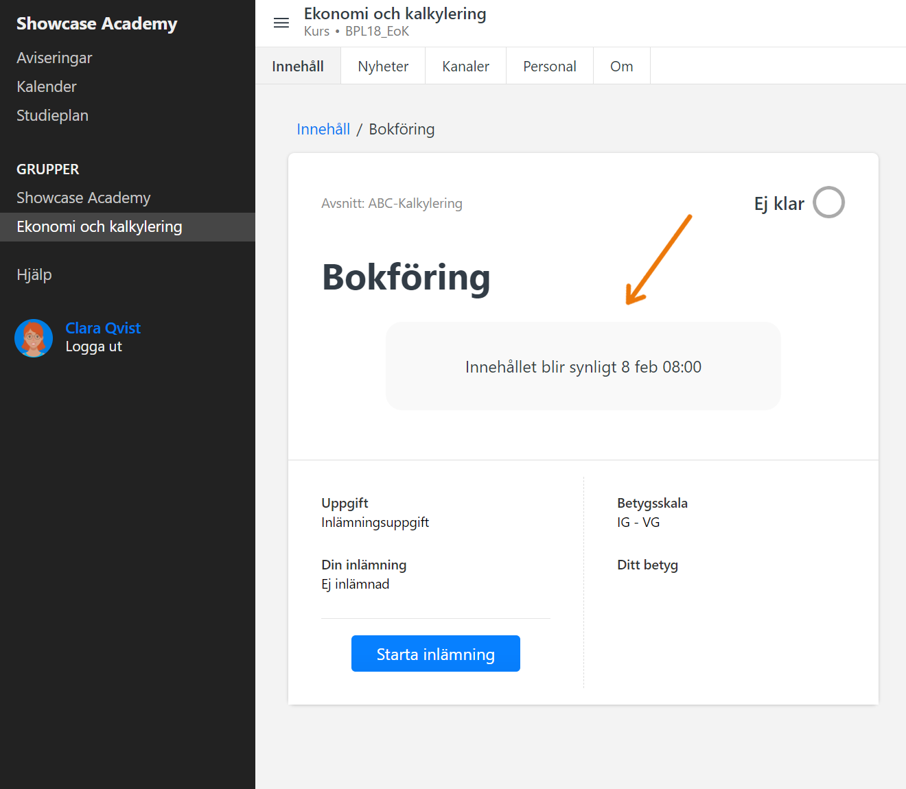Content visibility student view